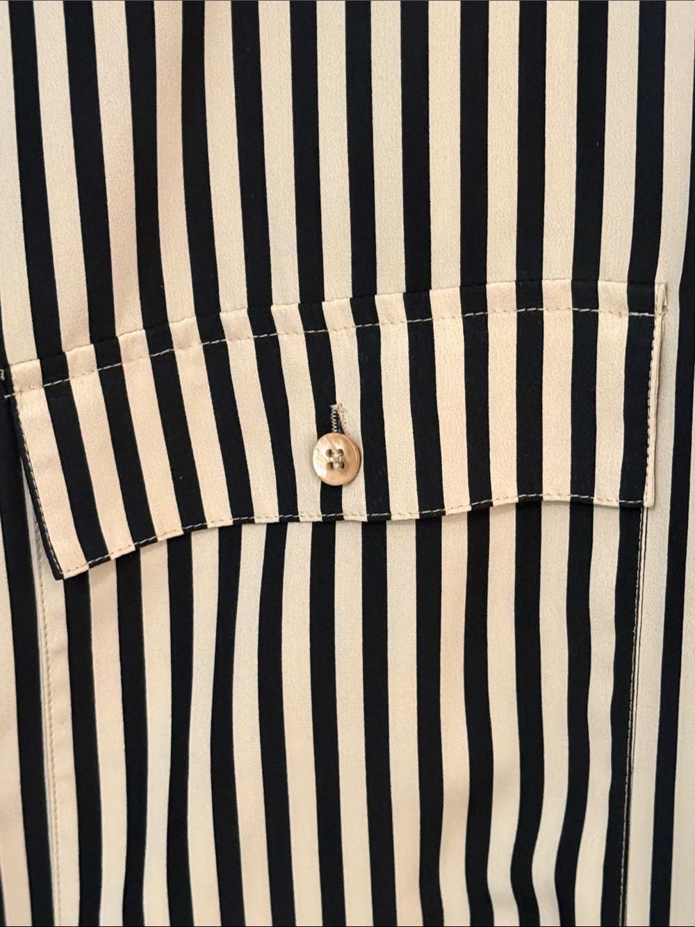 Alfred Dunner Black and Cream Vertical Stripe Button-Front Shirt - Picture 4 of 5